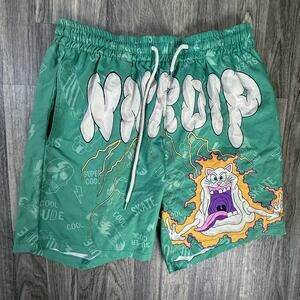 NYRDRIP Cool Dude Skate Shorts L Skater Cat Graphic Green Board Shorts Men
